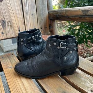 Halogen Lidia Black Leather Bootie Size 7.5 Studded Ankle